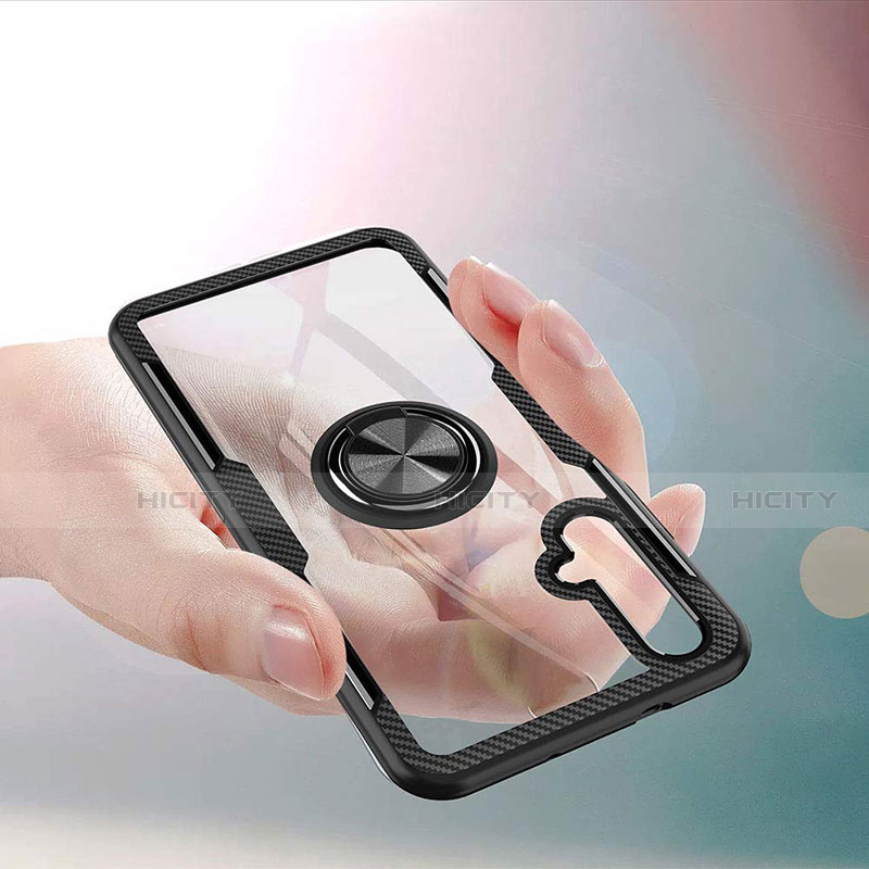 Silikon Hülle Handyhülle Ultradünn Tasche Durchsichtig Transparent mit Fingerring Ständer T01 für Huawei Nova 5T Blau