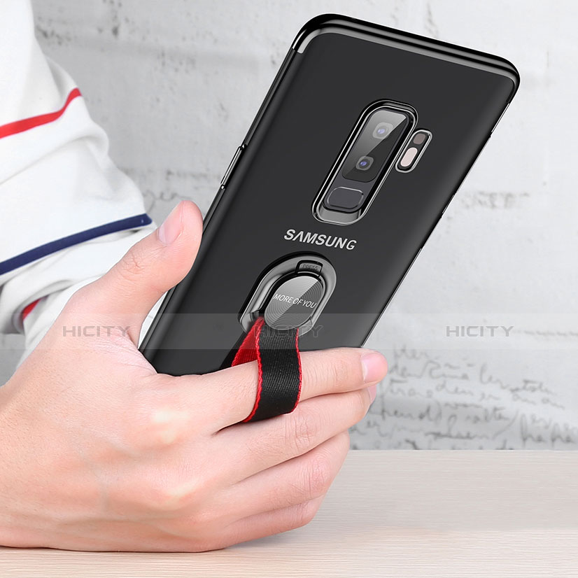 Silikon Hülle Handyhülle Ultradünn Tasche Durchsichtig Transparent mit Fingerring Ständer T01 für Samsung Galaxy S9 Plus Klar