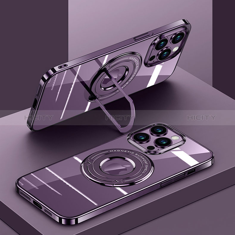 Silikon Hülle Handyhülle Ultradünn Tasche mit Mag-Safe Magnetic Magnetisch Durchsichtig Transparent AC1 für Apple iPhone 14 Pro Max groß