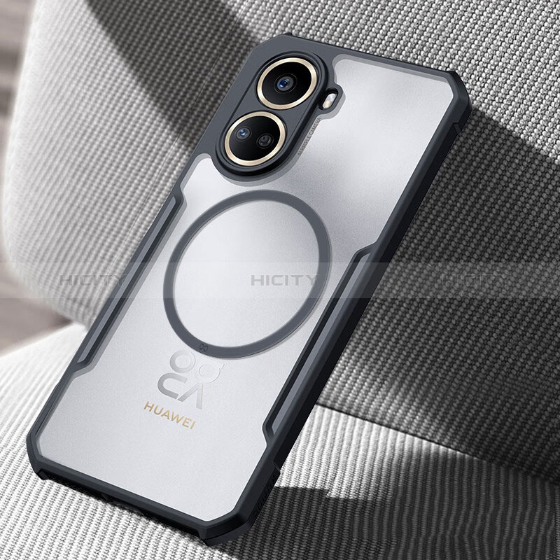 Silikon Hülle Handyhülle Ultradünn Tasche mit Mag-Safe Magnetic Magnetisch Durchsichtig Transparent für Huawei Nova 10 SE Schwarz Plus