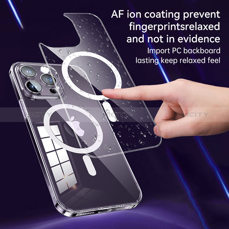 Silikon Hülle Handyhülle Ultradünn Tasche mit Mag-Safe Magnetic Magnetisch Durchsichtig Transparent LD1 für Apple iPhone 14 Pro groß