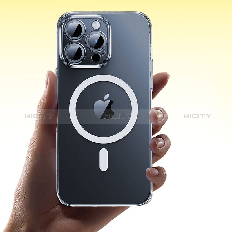 Silikon Hülle Handyhülle Ultradünn Tasche mit Mag-Safe Magnetic Magnetisch Durchsichtig Transparent M01 für Apple iPhone 15 Pro Klar Plus