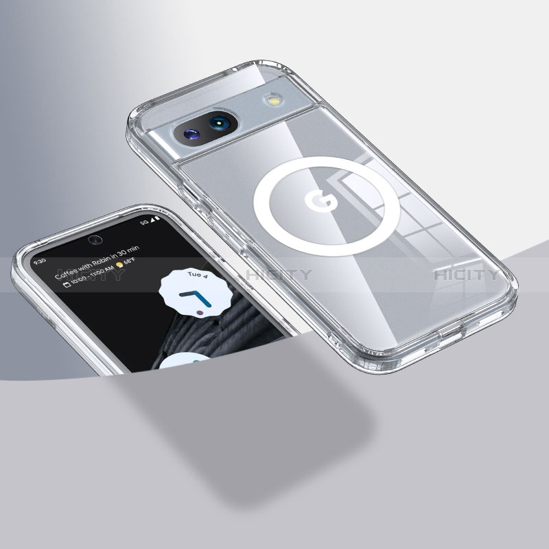 Silikon Hülle Handyhülle Ultradünn Tasche mit Mag-Safe Magnetic Magnetisch Durchsichtig Transparent QK1 für Google Pixel 8a 5G Klar