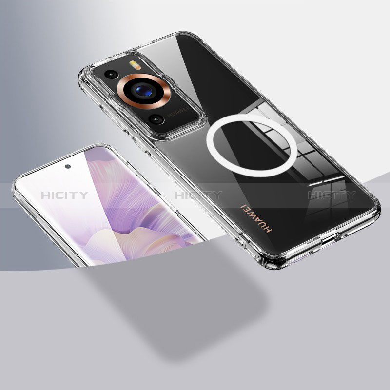 Silikon Hülle Handyhülle Ultradünn Tasche mit Mag-Safe Magnetic Magnetisch Durchsichtig Transparent QK1 für Huawei P60