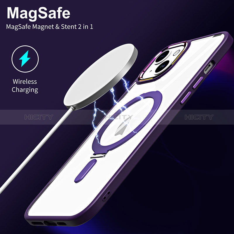 Silikon Hülle Handyhülle Ultradünn Tasche mit Mag-Safe Magnetic Magnetisch Durchsichtig Transparent SD1 für Apple iPhone 14 groß