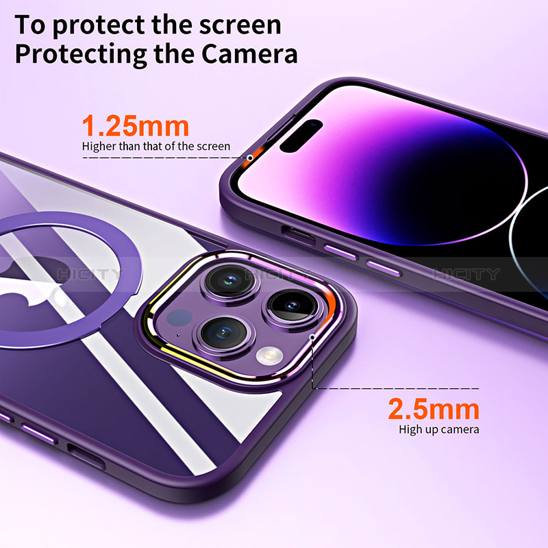 Silikon Hülle Handyhülle Ultradünn Tasche mit Mag-Safe Magnetic Magnetisch Durchsichtig Transparent SD1 für Apple iPhone 14 Pro