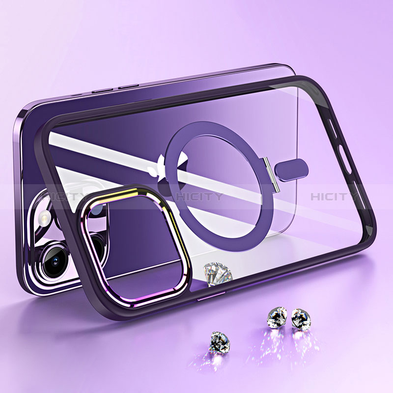 Silikon Hülle Handyhülle Ultradünn Tasche mit Mag-Safe Magnetic Magnetisch Durchsichtig Transparent SD1 für Apple iPhone 15 Pro