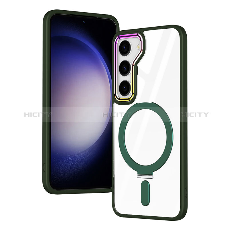 Silikon Hülle Handyhülle Ultradünn Tasche mit Mag-Safe Magnetic Magnetisch Durchsichtig Transparent SD1 für Samsung Galaxy S23 5G Grün