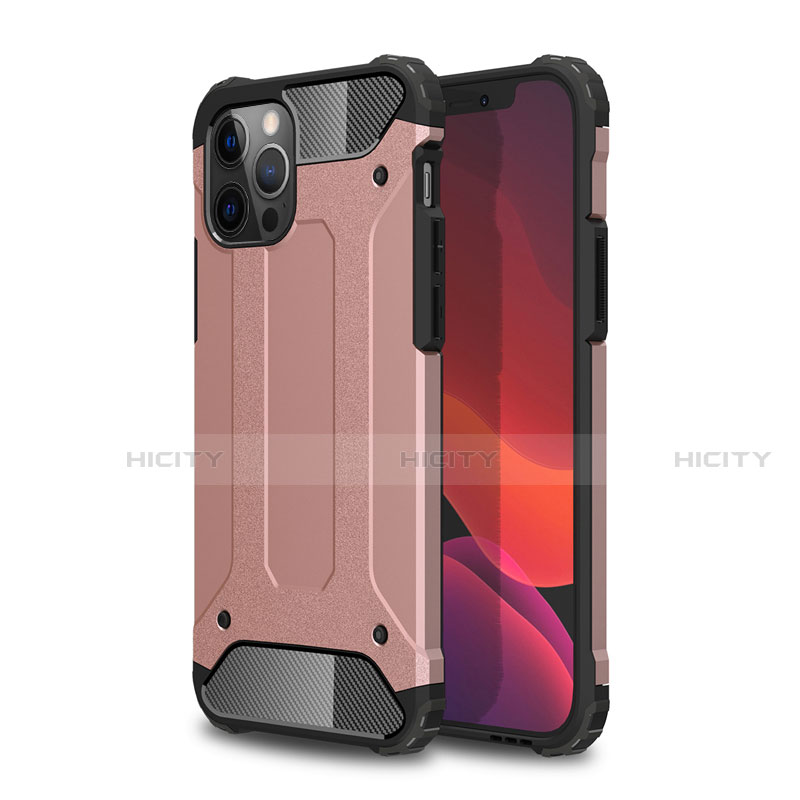 Silikon Hülle Handyhülle und Kunststoff Schutzhülle Hartschalen Tasche für Apple iPhone 12 Pro Max Rosegold