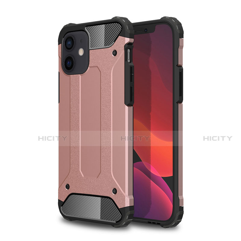 Silikon Hülle Handyhülle und Kunststoff Schutzhülle Hartschalen Tasche für Apple iPhone 12 Rosegold