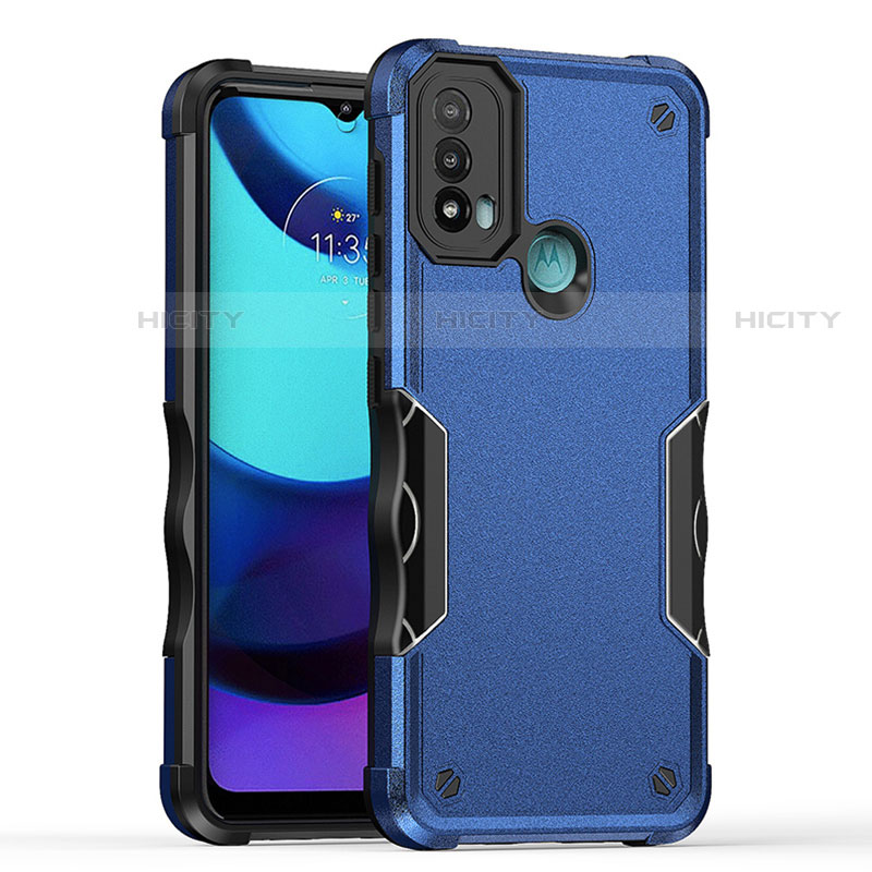 Silikon Hülle Handyhülle und Kunststoff Schutzhülle Hartschalen Tasche für Motorola Moto E20 Blau