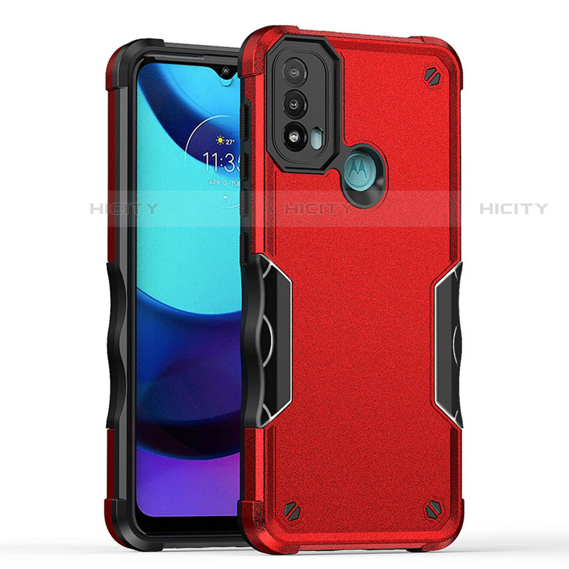 Silikon Hülle Handyhülle und Kunststoff Schutzhülle Hartschalen Tasche für Motorola Moto E40 Rot Plus