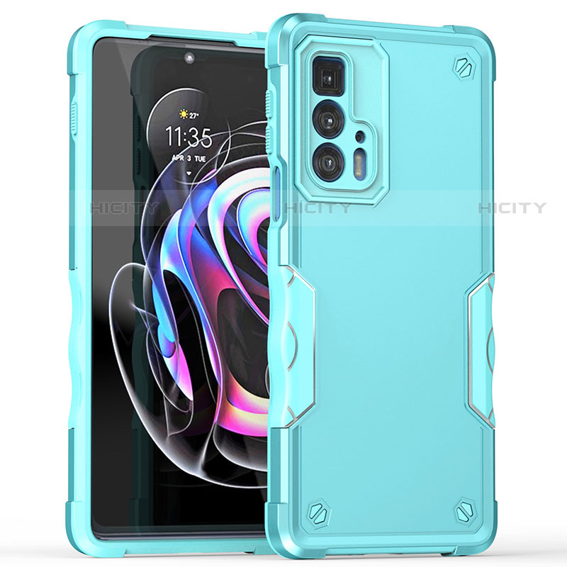 Silikon Hülle Handyhülle und Kunststoff Schutzhülle Hartschalen Tasche für Motorola Moto Edge 20 Pro 5G Cyan