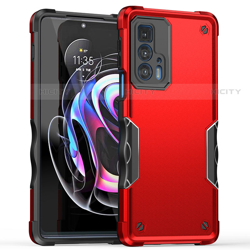 Silikon Hülle Handyhülle und Kunststoff Schutzhülle Hartschalen Tasche für Motorola Moto Edge 20 Pro 5G Rot Plus