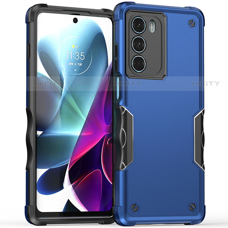 Silikon Hülle Handyhülle und Kunststoff Schutzhülle Hartschalen Tasche für Motorola Moto G200 5G Blau Plus