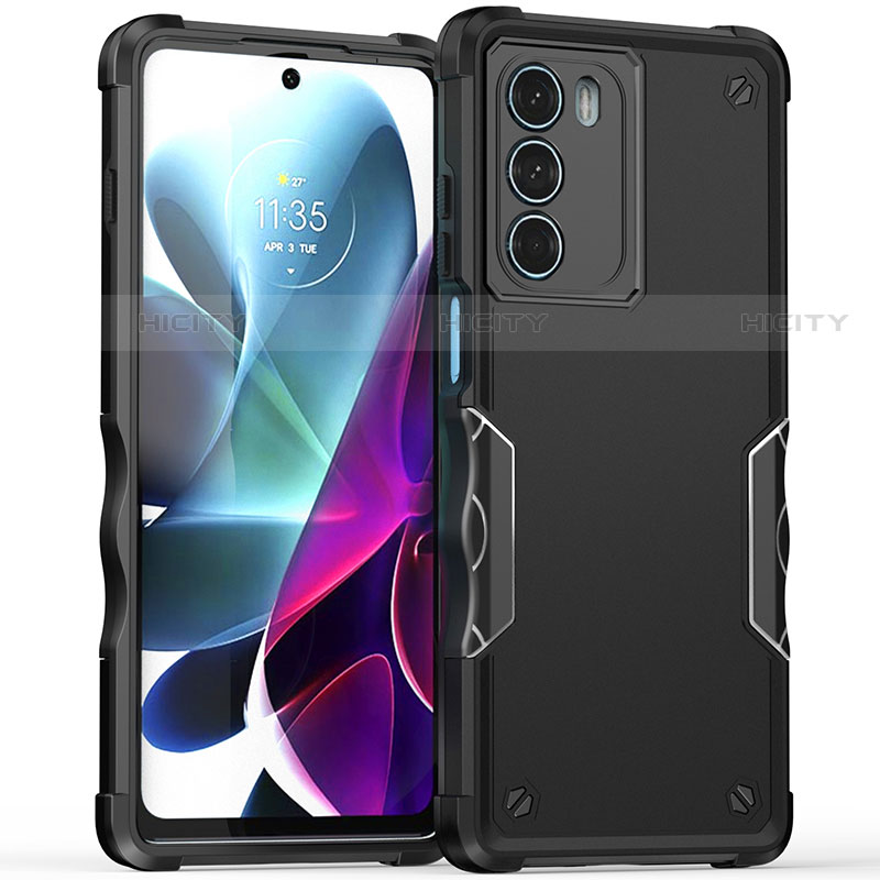 Silikon Hülle Handyhülle und Kunststoff Schutzhülle Hartschalen Tasche für Motorola Moto G200 5G Schwarz