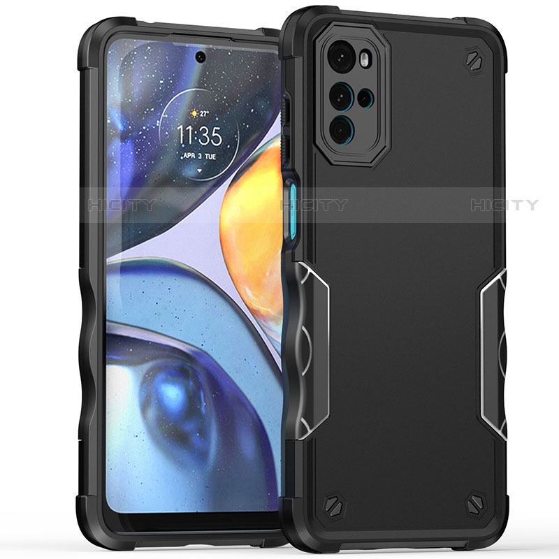 Silikon Hülle Handyhülle und Kunststoff Schutzhülle Hartschalen Tasche für Motorola Moto G22 Schwarz