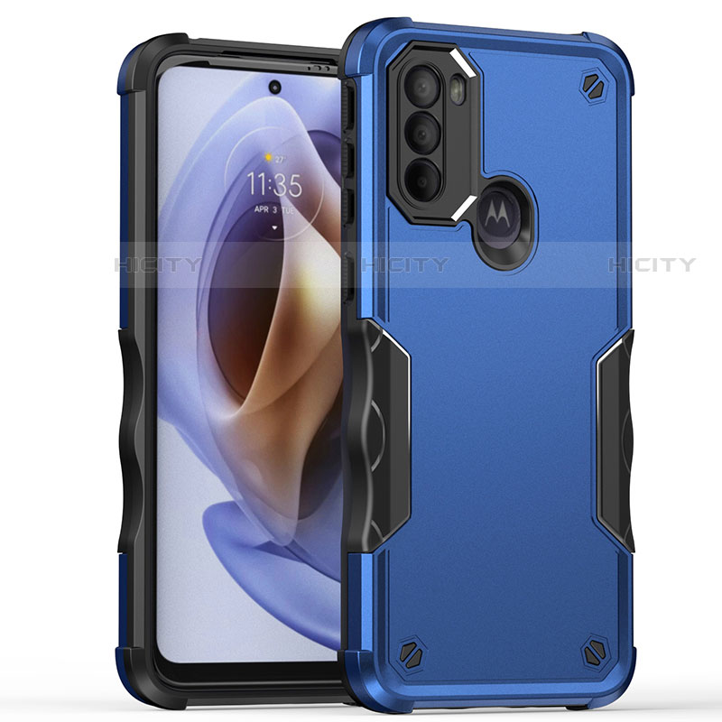 Silikon Hülle Handyhülle und Kunststoff Schutzhülle Hartschalen Tasche für Motorola Moto G31 Blau