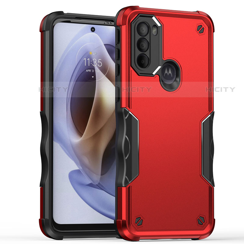 Silikon Hülle Handyhülle und Kunststoff Schutzhülle Hartschalen Tasche für Motorola Moto G31 Rot