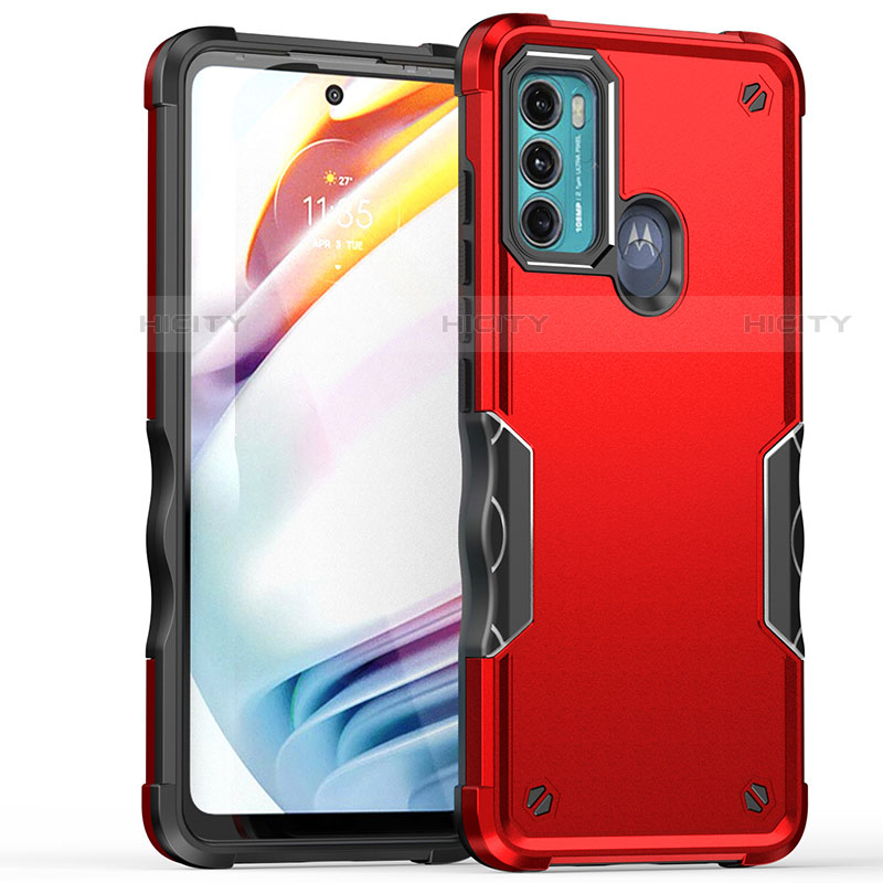 Silikon Hülle Handyhülle und Kunststoff Schutzhülle Hartschalen Tasche für Motorola Moto G40 Fusion Rot