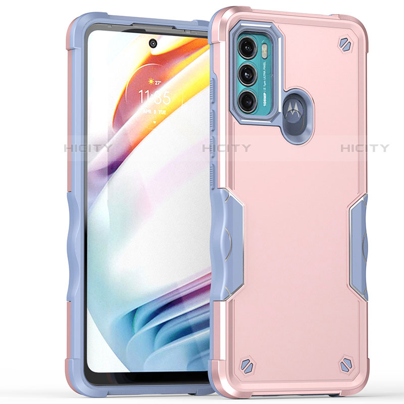 Silikon Hülle Handyhülle und Kunststoff Schutzhülle Hartschalen Tasche für Motorola Moto G60s Rosa