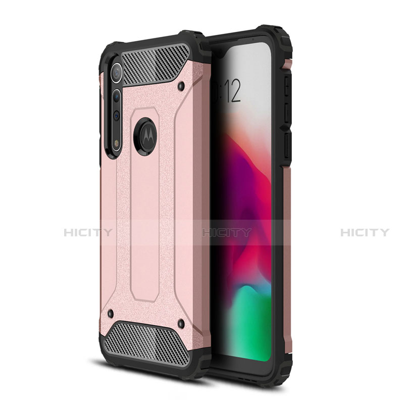 Silikon Hülle Handyhülle und Kunststoff Schutzhülle Hartschalen Tasche für Motorola Moto G8 Play Rosegold Plus