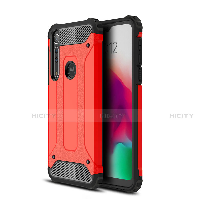 Silikon Hülle Handyhülle und Kunststoff Schutzhülle Hartschalen Tasche für Motorola Moto G8 Play Rot