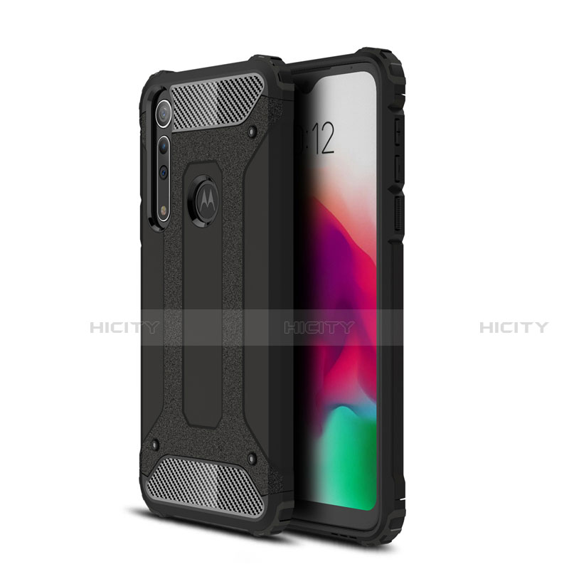 Silikon Hülle Handyhülle und Kunststoff Schutzhülle Hartschalen Tasche für Motorola Moto G8 Play Schwarz