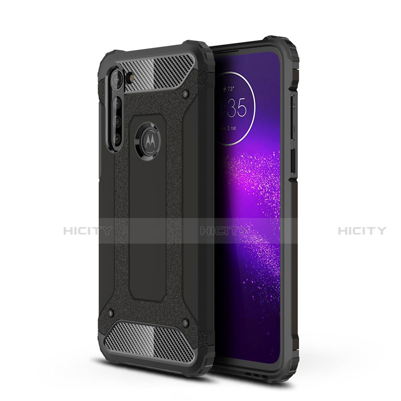 Silikon Hülle Handyhülle und Kunststoff Schutzhülle Hartschalen Tasche für Motorola Moto G8 Power Schwarz