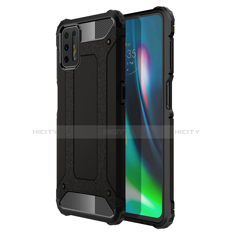 Silikon Hülle Handyhülle und Kunststoff Schutzhülle Hartschalen Tasche für Motorola Moto G9 Plus Schwarz Plus