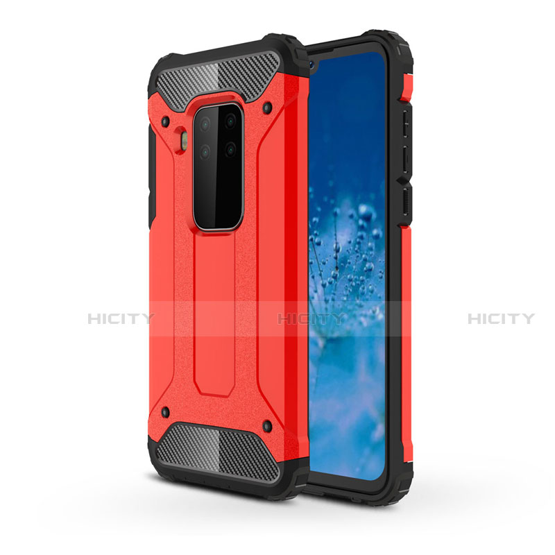 Silikon Hülle Handyhülle und Kunststoff Schutzhülle Hartschalen Tasche für Motorola Moto One Zoom Rot