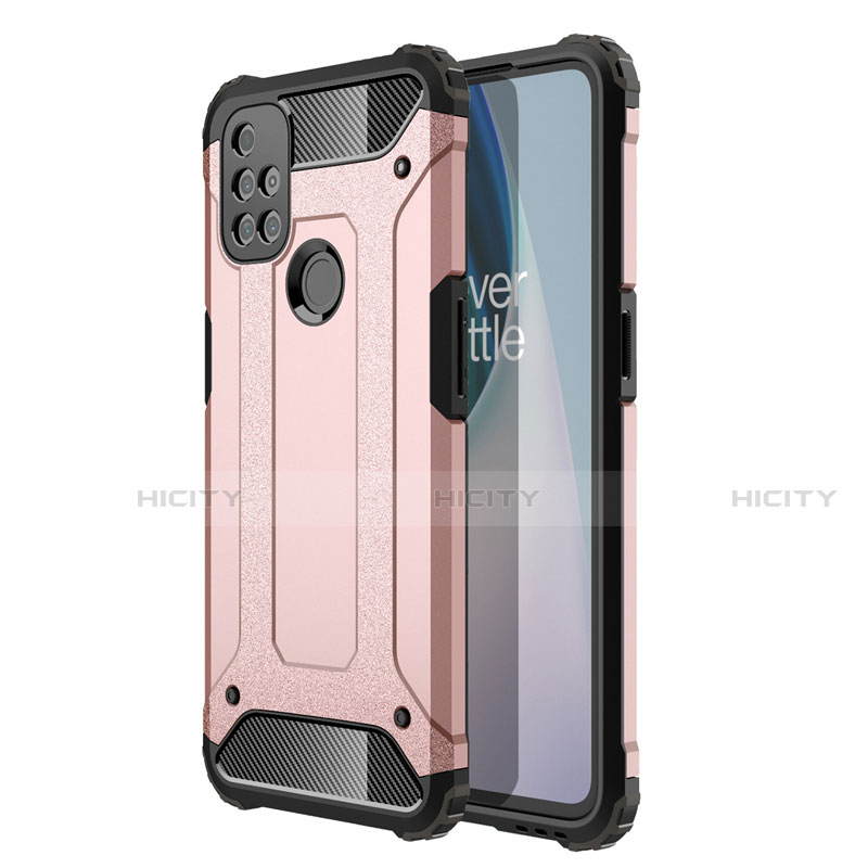 Silikon Hülle Handyhülle und Kunststoff Schutzhülle Hartschalen Tasche für OnePlus Nord N10 5G Rosegold