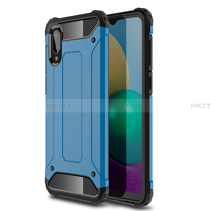 Silikon Hülle Handyhülle und Kunststoff Schutzhülle Hartschalen Tasche für Samsung Galaxy A02 Blau Plus