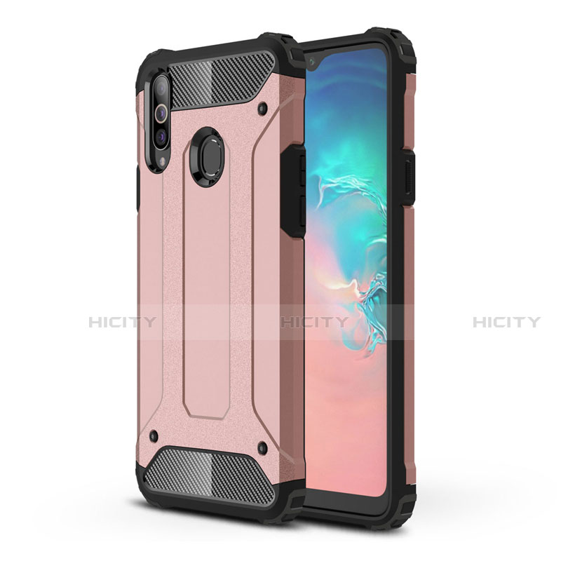 Silikon Hülle Handyhülle und Kunststoff Schutzhülle Hartschalen Tasche für Samsung Galaxy A20s Rosegold Plus