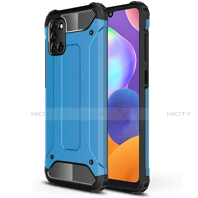 Silikon Hülle Handyhülle und Kunststoff Schutzhülle Hartschalen Tasche für Samsung Galaxy A31 Hellblau