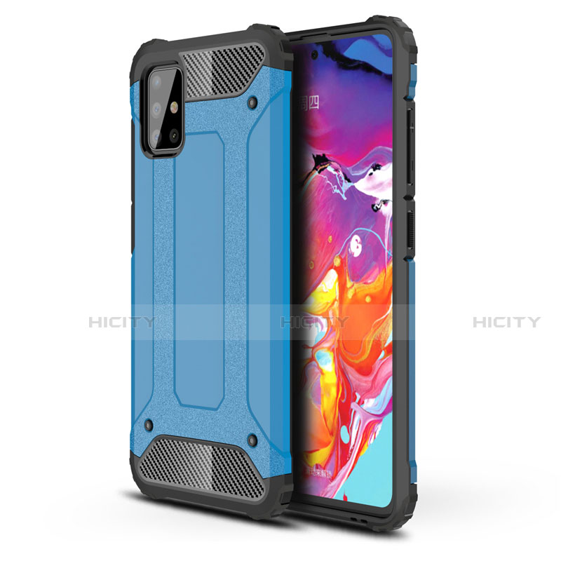 Silikon Hülle Handyhülle und Kunststoff Schutzhülle Hartschalen Tasche für Samsung Galaxy A51 4G Hellblau Plus