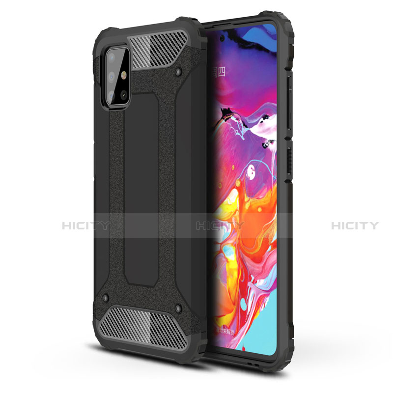 Silikon Hülle Handyhülle und Kunststoff Schutzhülle Hartschalen Tasche für Samsung Galaxy A51 4G Schwarz