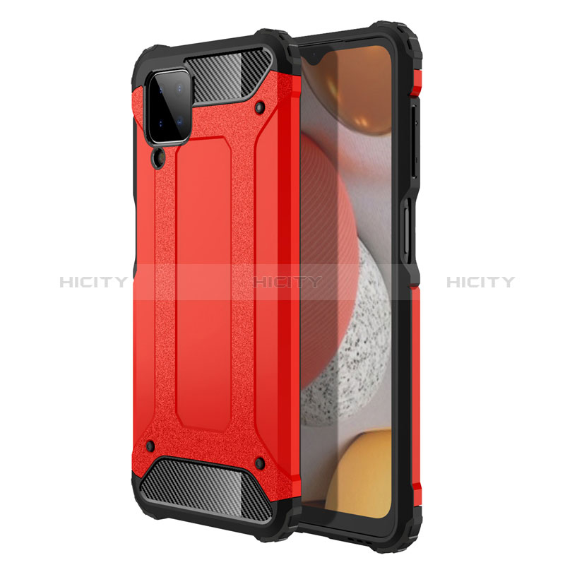 Silikon Hülle Handyhülle und Kunststoff Schutzhülle Hartschalen Tasche für Samsung Galaxy F12 Rot Plus