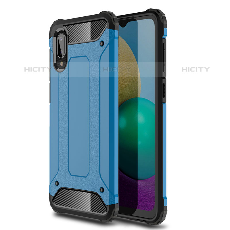 Silikon Hülle Handyhülle und Kunststoff Schutzhülle Hartschalen Tasche für Samsung Galaxy M02 Blau Plus