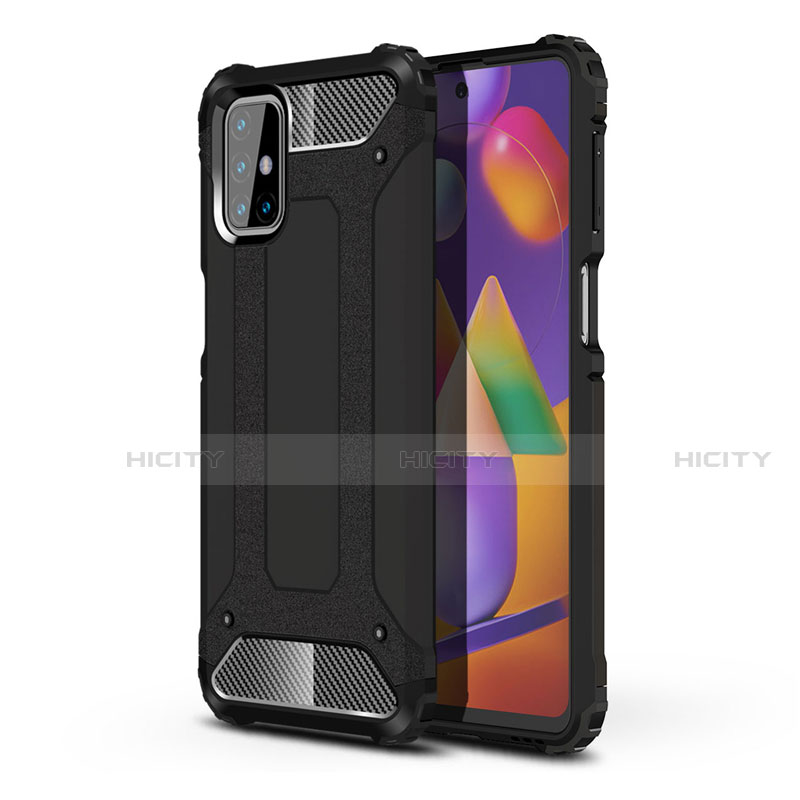 Silikon Hülle Handyhülle und Kunststoff Schutzhülle Hartschalen Tasche für Samsung Galaxy M31s Schwarz