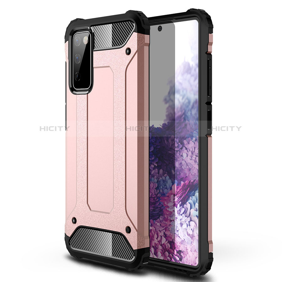 Silikon Hülle Handyhülle und Kunststoff Schutzhülle Hartschalen Tasche für Samsung Galaxy S20 FE 4G Rosegold Plus