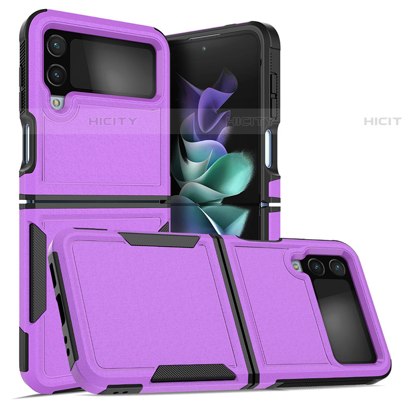 Silikon Hülle Handyhülle und Kunststoff Schutzhülle Hartschalen Tasche für Samsung Galaxy Z Flip4 5G Violett