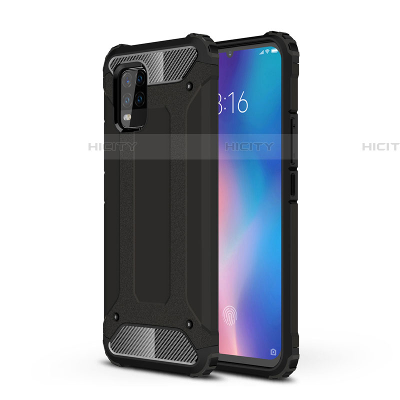 Silikon Hülle Handyhülle und Kunststoff Schutzhülle Hartschalen Tasche für Xiaomi Mi 10 Lite Schwarz