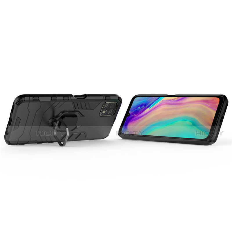 Silikon Hülle Handyhülle und Kunststoff Schutzhülle Hartschalen Tasche mit Magnetisch Fingerring Ständer für Huawei Enjoy 20 5G