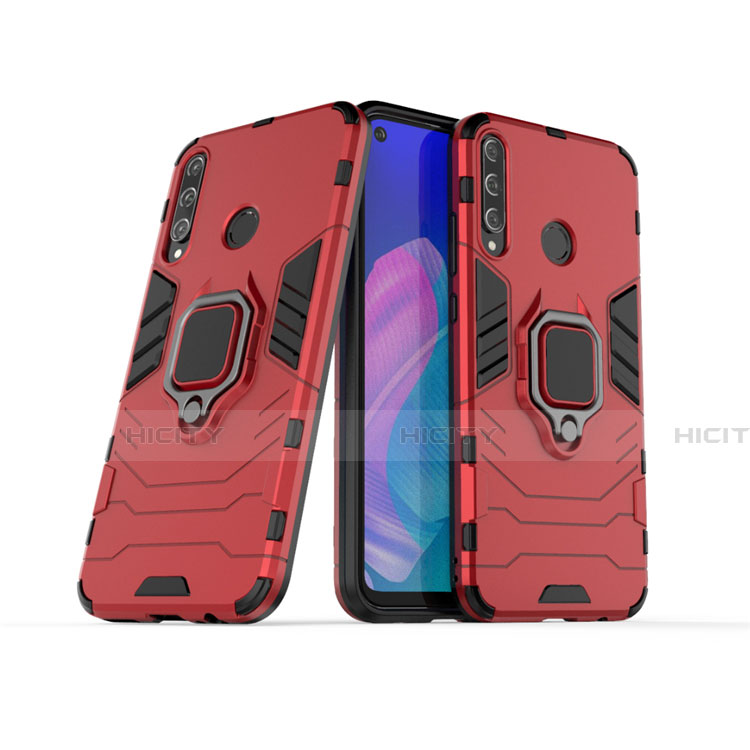 Silikon Hülle Handyhülle und Kunststoff Schutzhülle Hartschalen Tasche mit Magnetisch Fingerring Ständer für Huawei Honor 9C