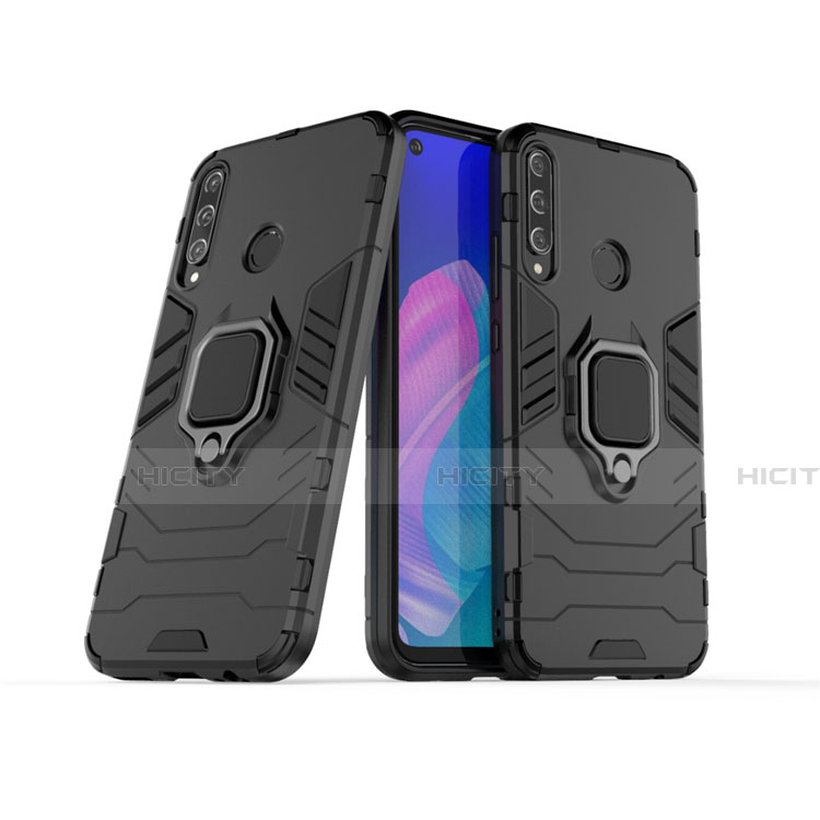 Silikon Hülle Handyhülle und Kunststoff Schutzhülle Hartschalen Tasche mit Magnetisch Fingerring Ständer für Huawei Honor 9C groß