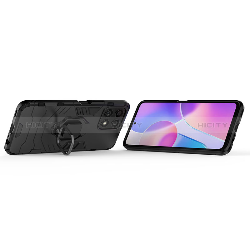 Silikon Hülle Handyhülle und Kunststoff Schutzhülle Hartschalen Tasche mit Magnetisch Fingerring Ständer für Huawei Honor X30i