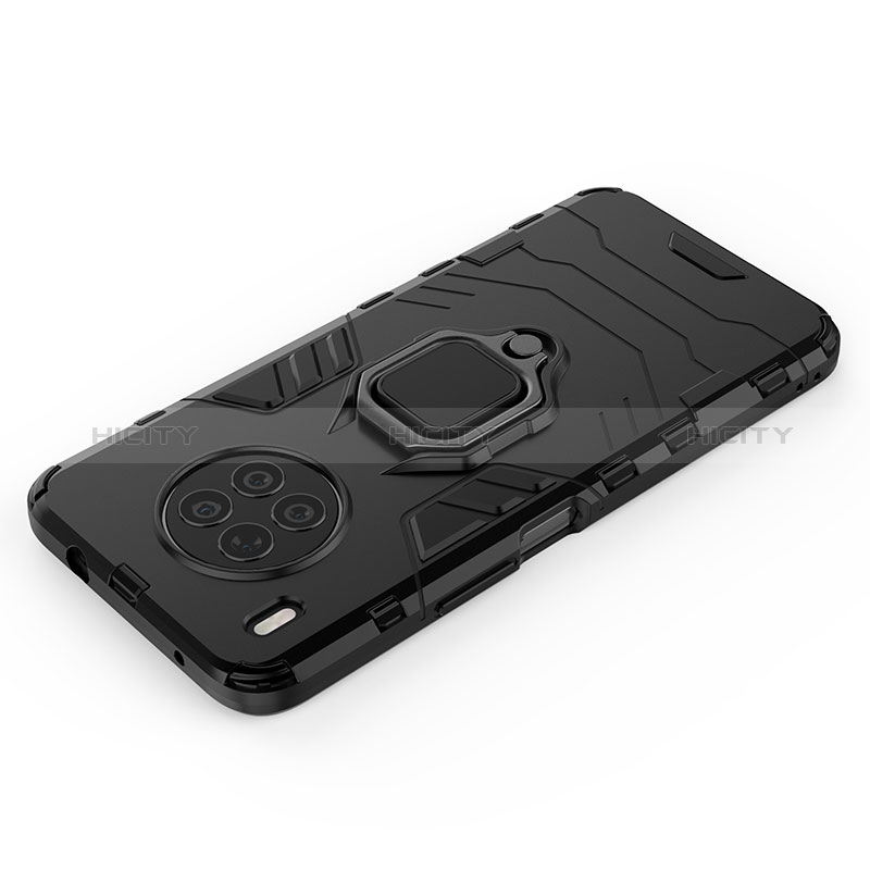 Silikon Hülle Handyhülle und Kunststoff Schutzhülle Hartschalen Tasche mit Magnetisch Fingerring Ständer für Huawei Nova 8i