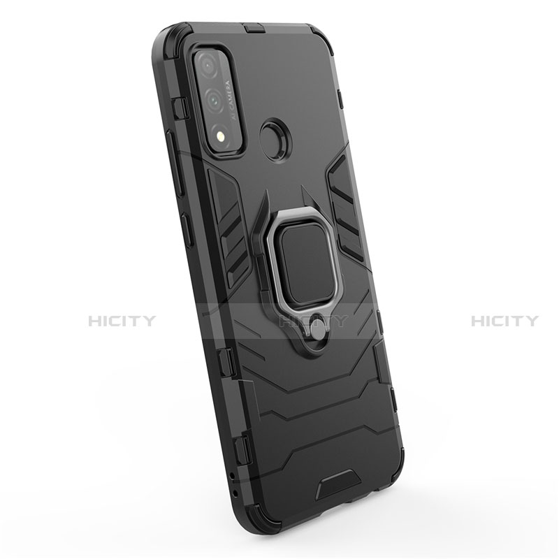 Silikon Hülle Handyhülle und Kunststoff Schutzhülle Hartschalen Tasche mit Magnetisch Fingerring Ständer für Huawei Nova Lite 3 Plus