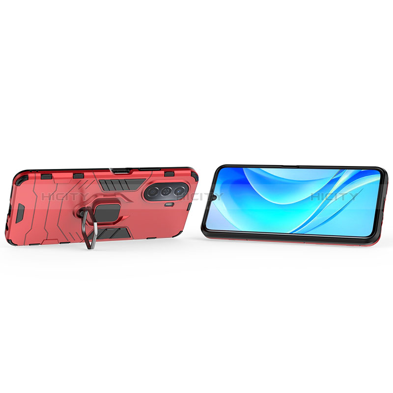 Silikon Hülle Handyhülle und Kunststoff Schutzhülle Hartschalen Tasche mit Magnetisch Fingerring Ständer für Huawei Nova Y70